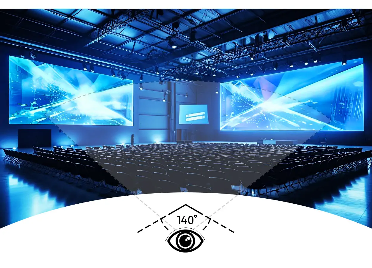 Pantalla LED de alquiler EA500H8 con amplio ángulo de visión de 140°. EagerLED | Proveedor líder de pantallas LED - EagerLED | Proveedor líder de pantallas LED Ángulo de visión amplio de 140° de la pantalla LED de alquiler EA500H8