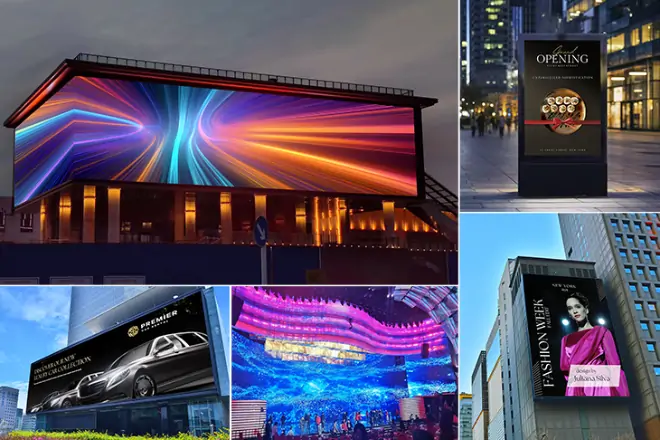 LED advertising screens in various scenes