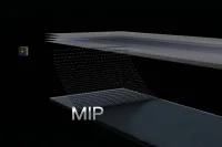 Exploded MIP LED display illustration with packaged pixels and protective layers