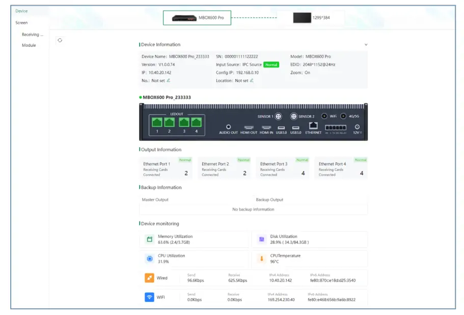 MBOX600 Pro Interfaces