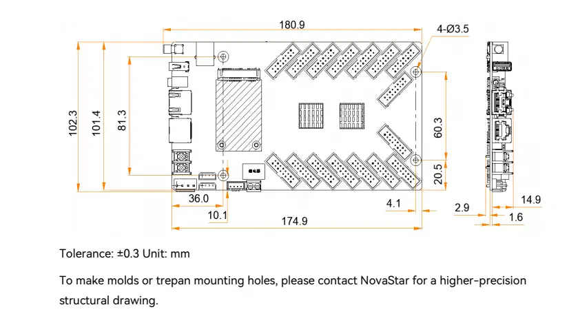 Novastar TCC160 Dimension