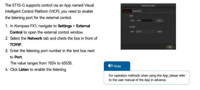 App Control on the Kompass FX1