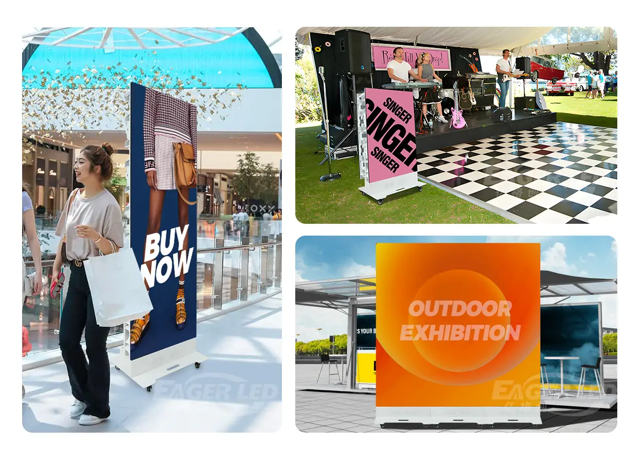 EA1920OP2 Outdoor Foldable LED Poster Applications