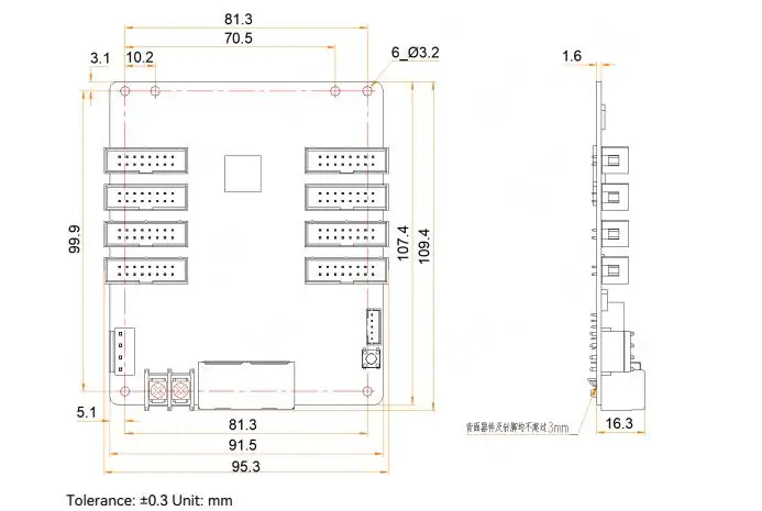 MRV208-N Receiving Card Dimensions