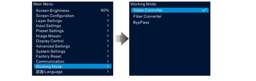 Tree Working Modes of Novastar VX1000 for Setting