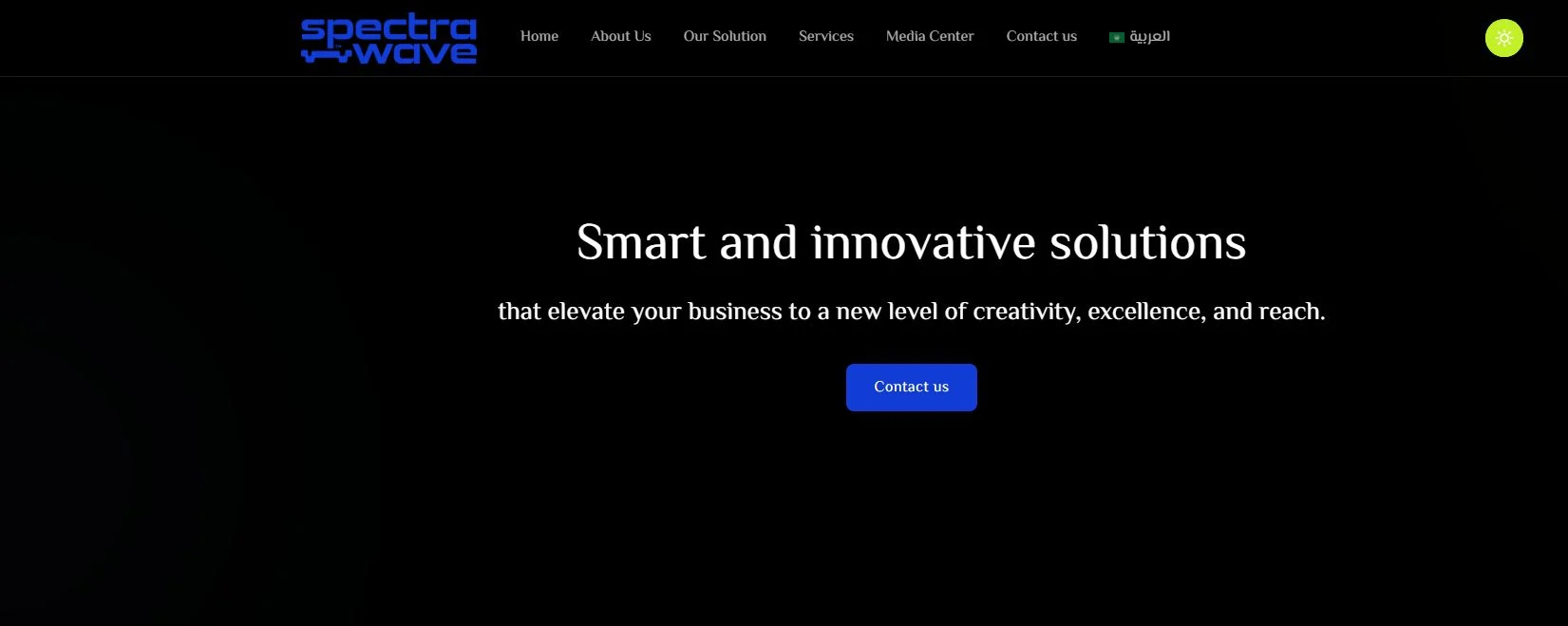 SpectraWave homepage presenting enterprise audiovisual solutions in Saudi Arabia