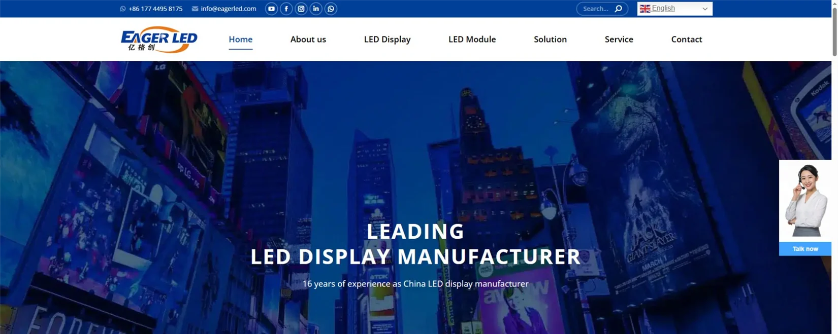 LED Display Suppliers in Australia guide showing the official EagerLED homepage and LED display manufacturer hero