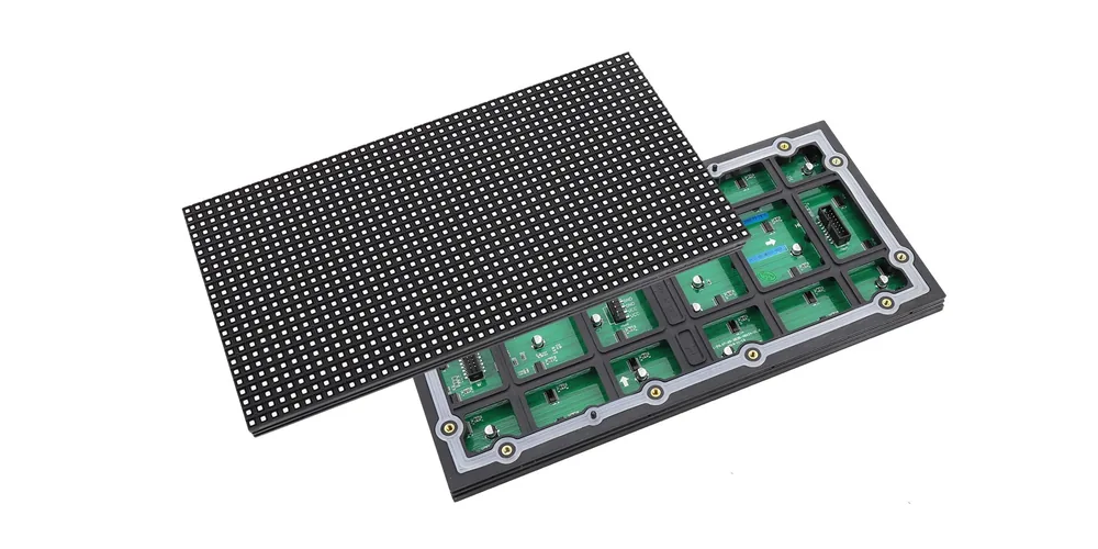 Front and rear views of an outdoor LED display module