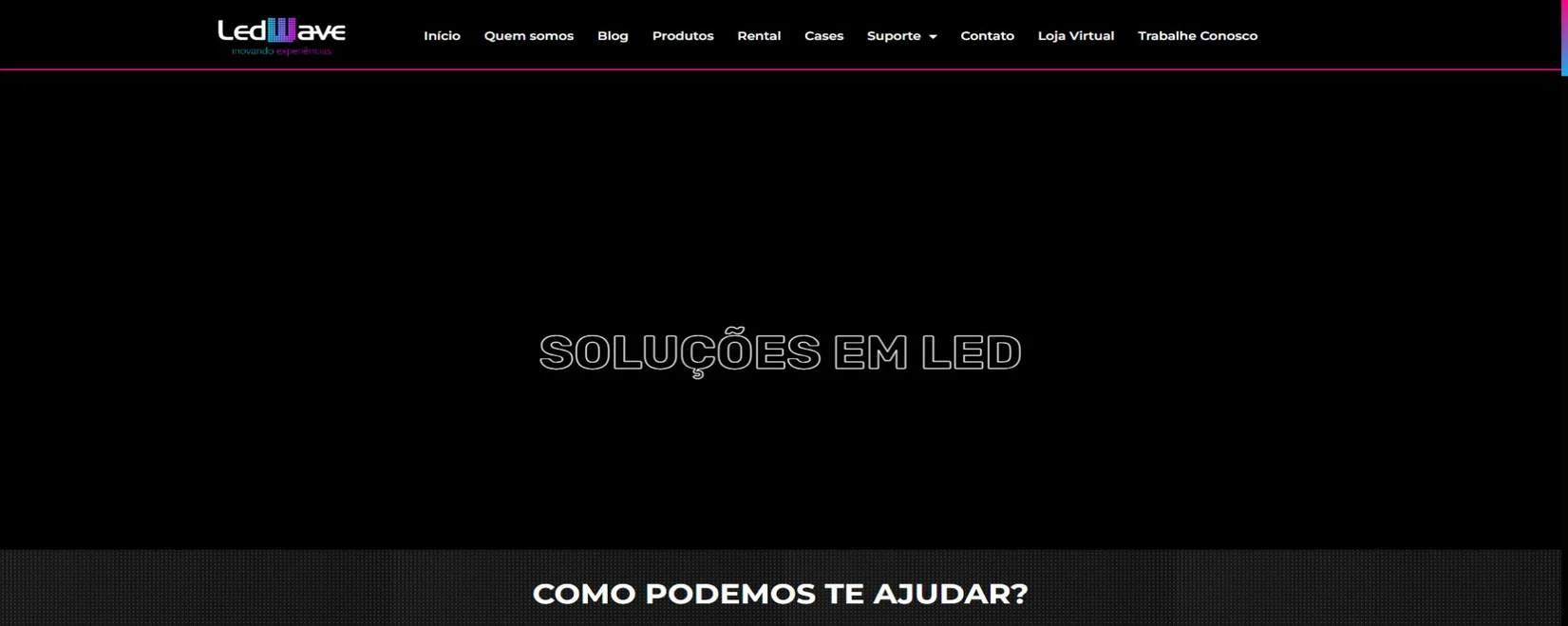 LedWave Brazil official homepage showing LED display sales rental products and support navigation