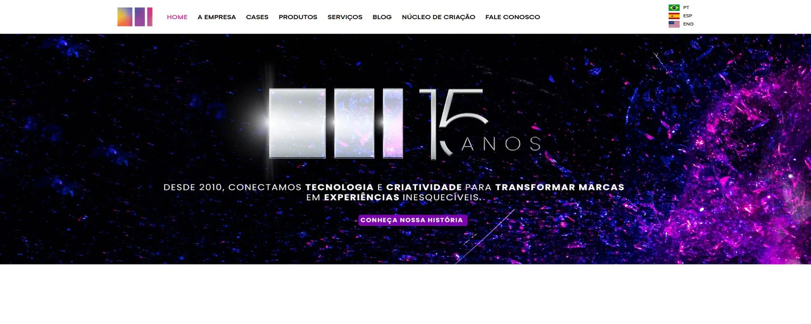 THE LED Brazil official homepage showing its digital visual communication and LED project experience