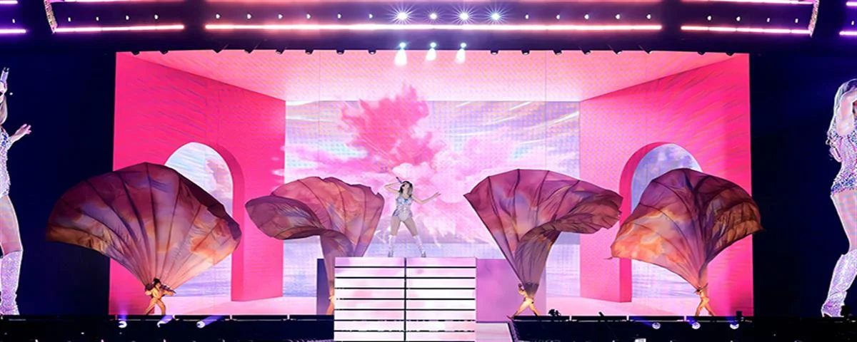 Large stage LED display supporting a live performance