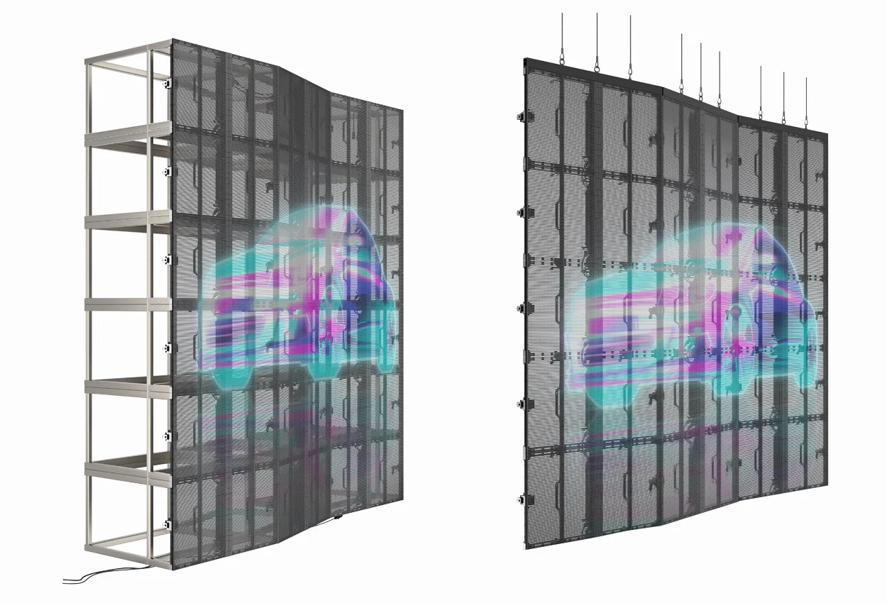 EA1000TOR1 outdoor transparent LED screen installation