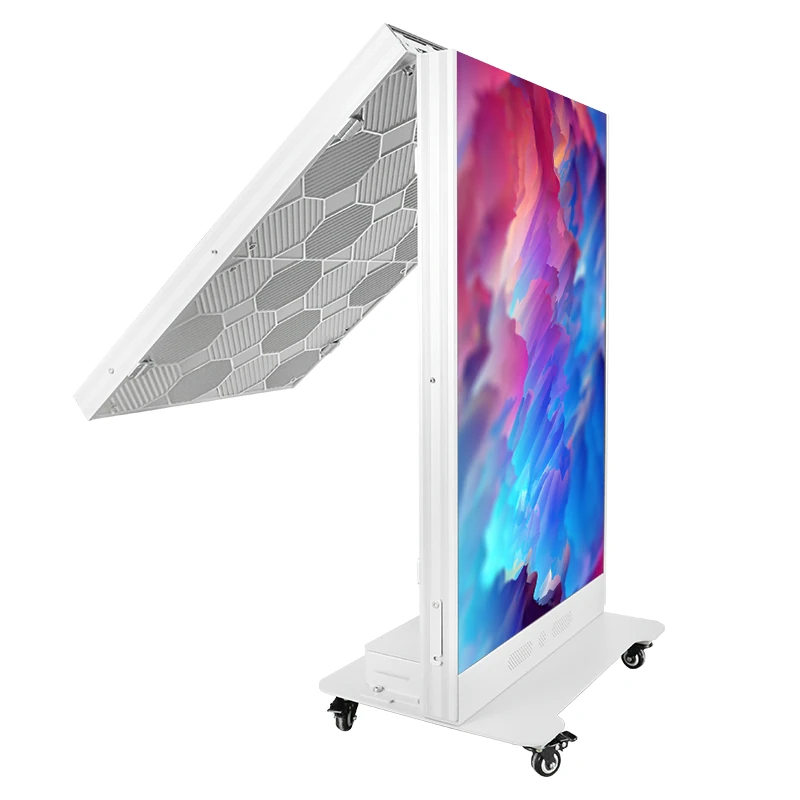 EA1920iP5 foldable poster LED display on a wheeled base