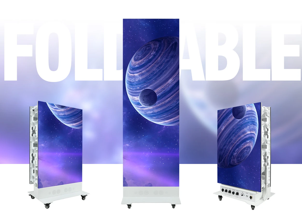 EA1920OP2 Outdoor Foldable LED Poster - EagerLED | Leading LED Screen Supplier - EagerLED | Leading LED Screen Supplier EA1920OP2 outdoor foldable LED poster in full-height and folded configurations