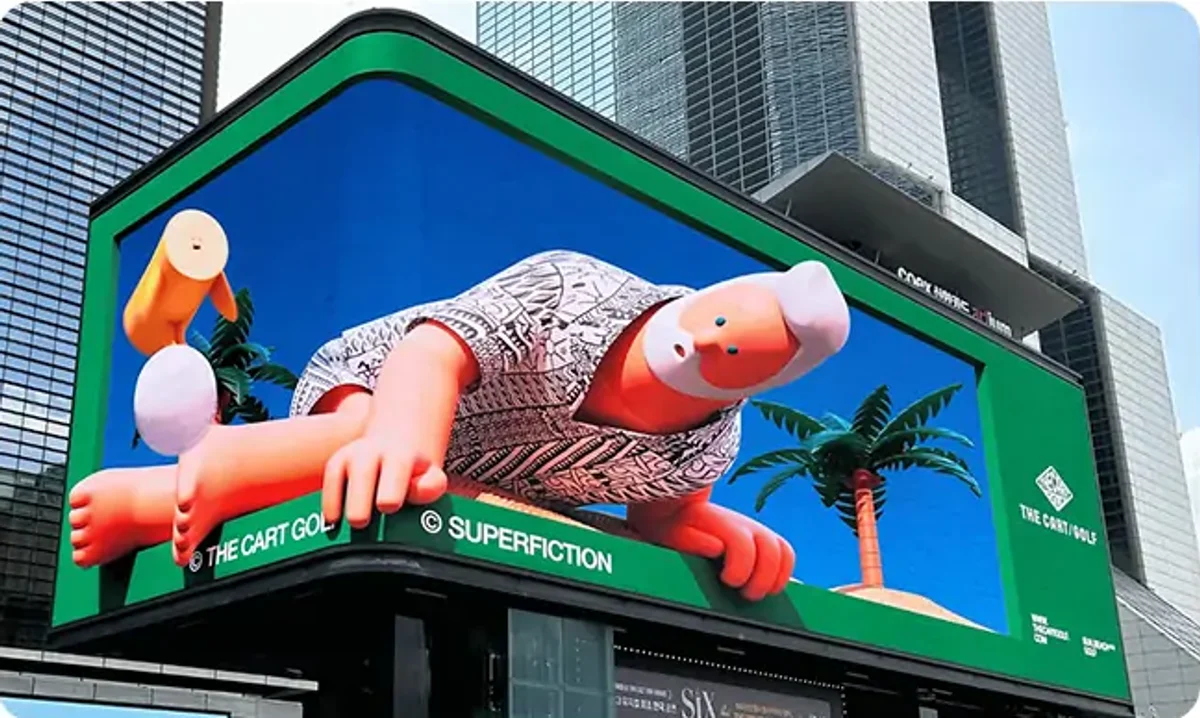 Large outdoor LED advertising display installed on a commercial building