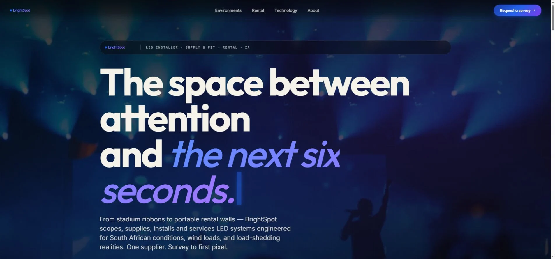 BrightSpot official website showing its LED display offering