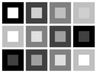 Display contrast ratio illustration with a three-row, four-column grid of light and dark gray squares against contrasting backgrounds