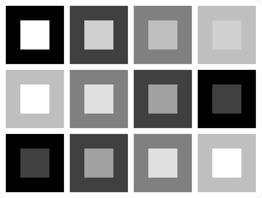 Display contrast ratio illustration with a three-row, four-column grid of light and dark gray squares against contrasting backgrounds