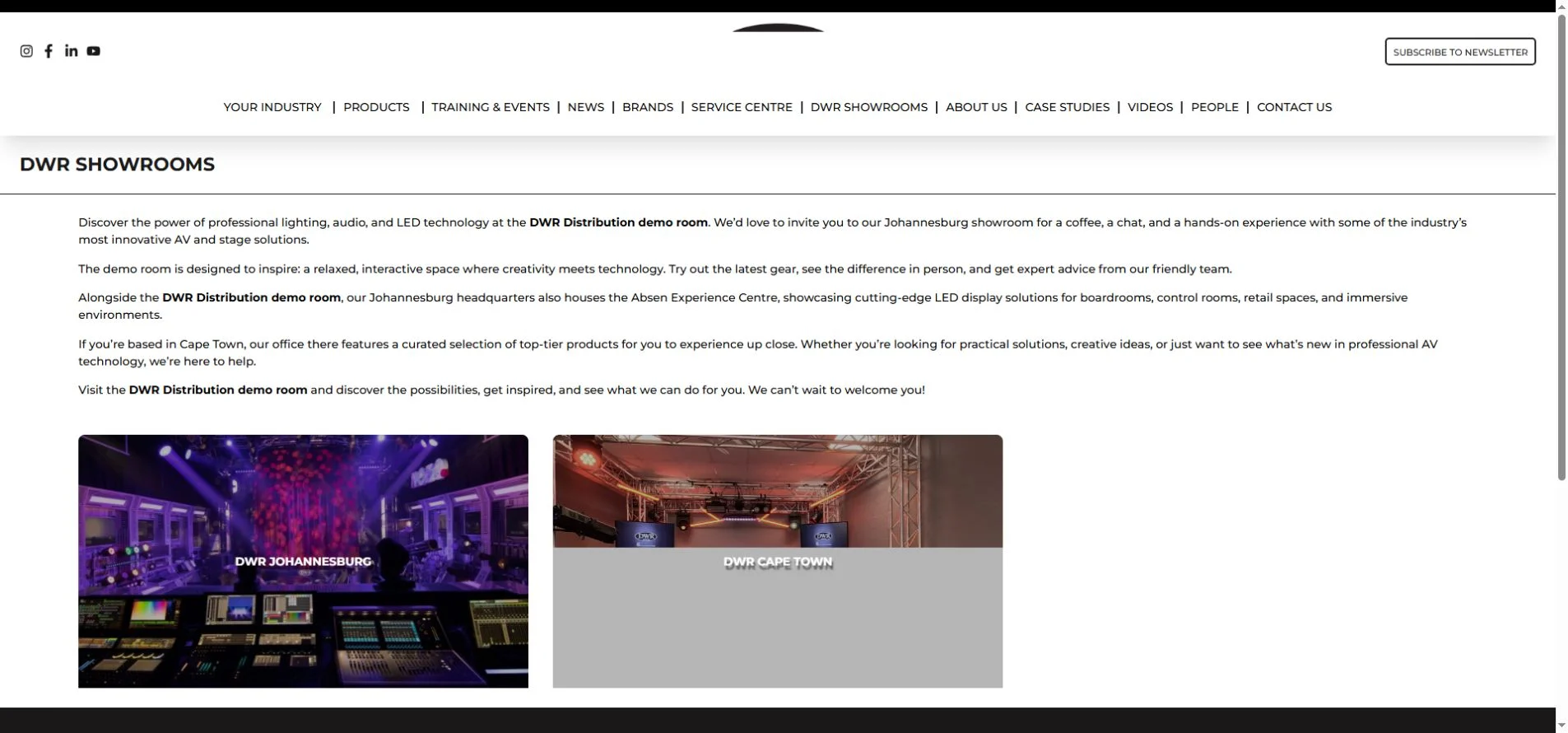 DWR Distribution official website showing its LED display offering