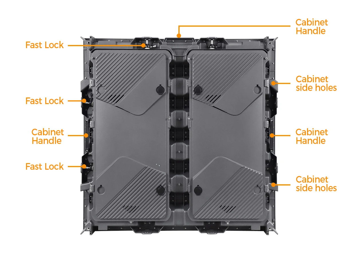 EA960R5 960 by 960 mm cabinet with labeled handles and quick locks