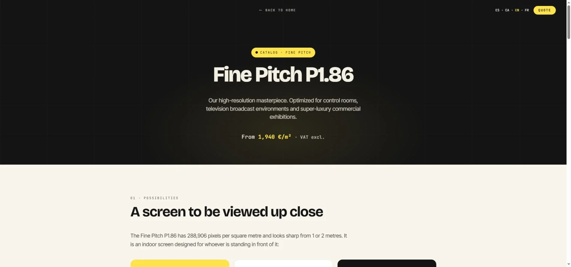 LEDLEMON official website showing fine-pitch LED display information and navigation