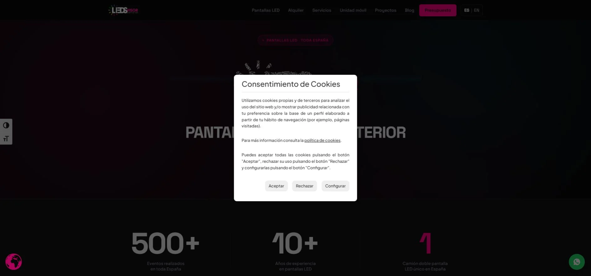 Ledsvisor official website showing company information and site navigation
