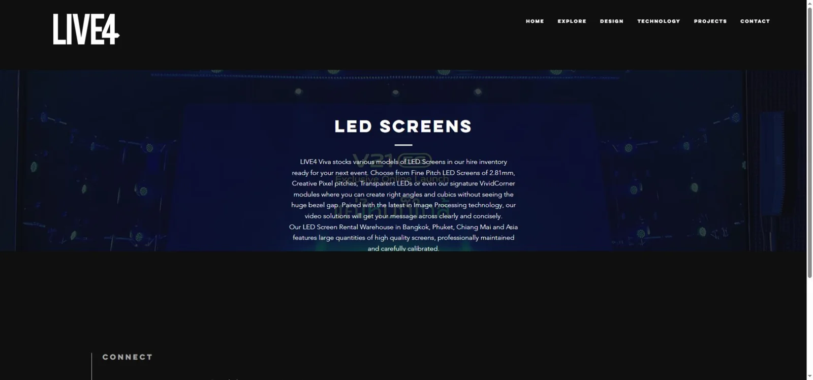 LIVE4 Viva official website describing LED screen rental services