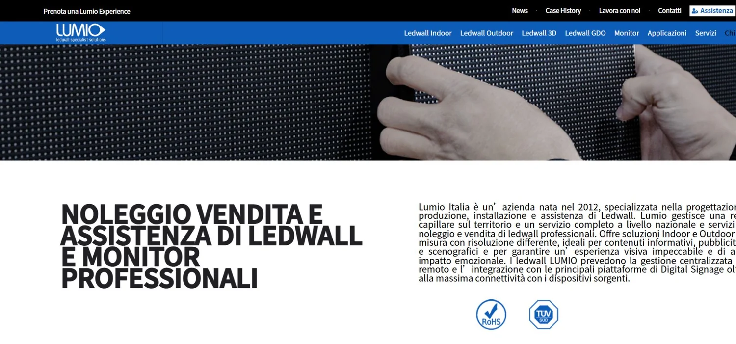 Lumio Italia official website - EagerLED | Leading LED Screen Supplier - EagerLED | Leading LED Screen Supplier Lumio Italia official company page showing LED panels and professional screen services