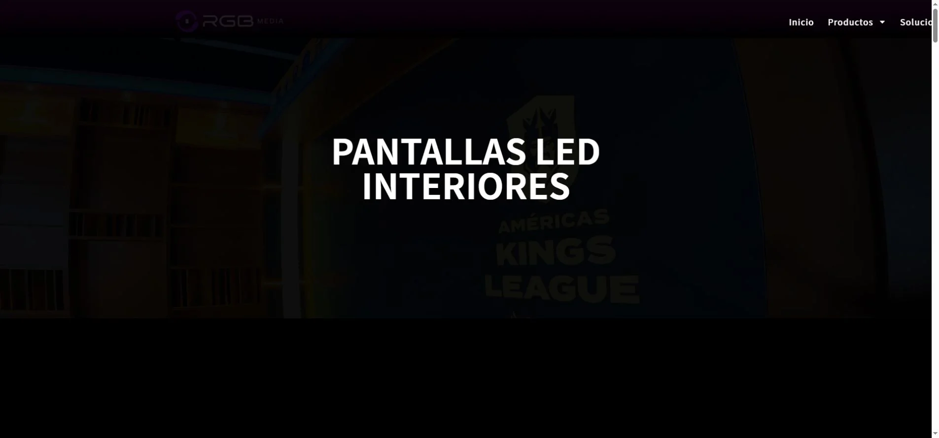 RGB Media official indoor LED display page with main website navigation