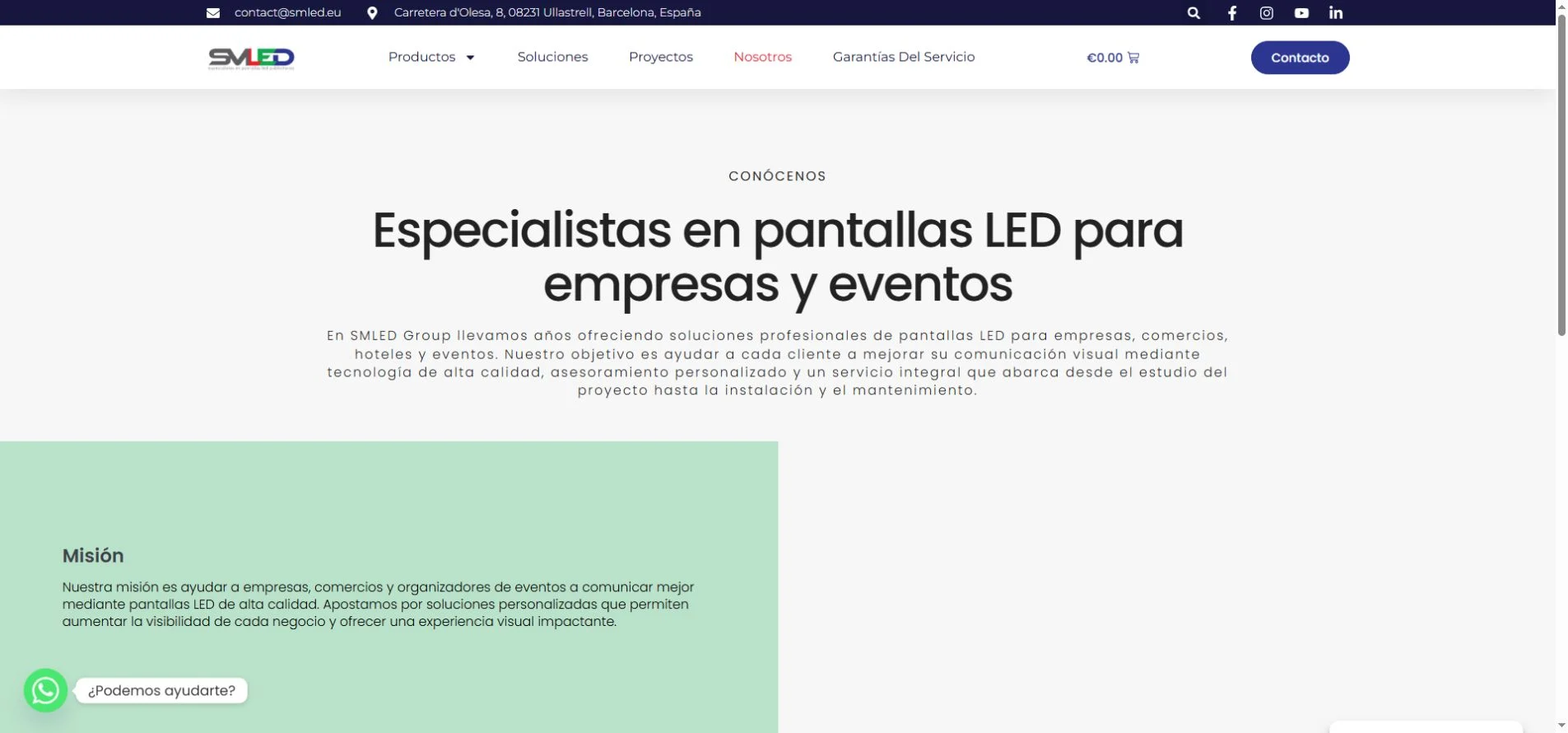 SMLED Group official website showing company information and site navigation