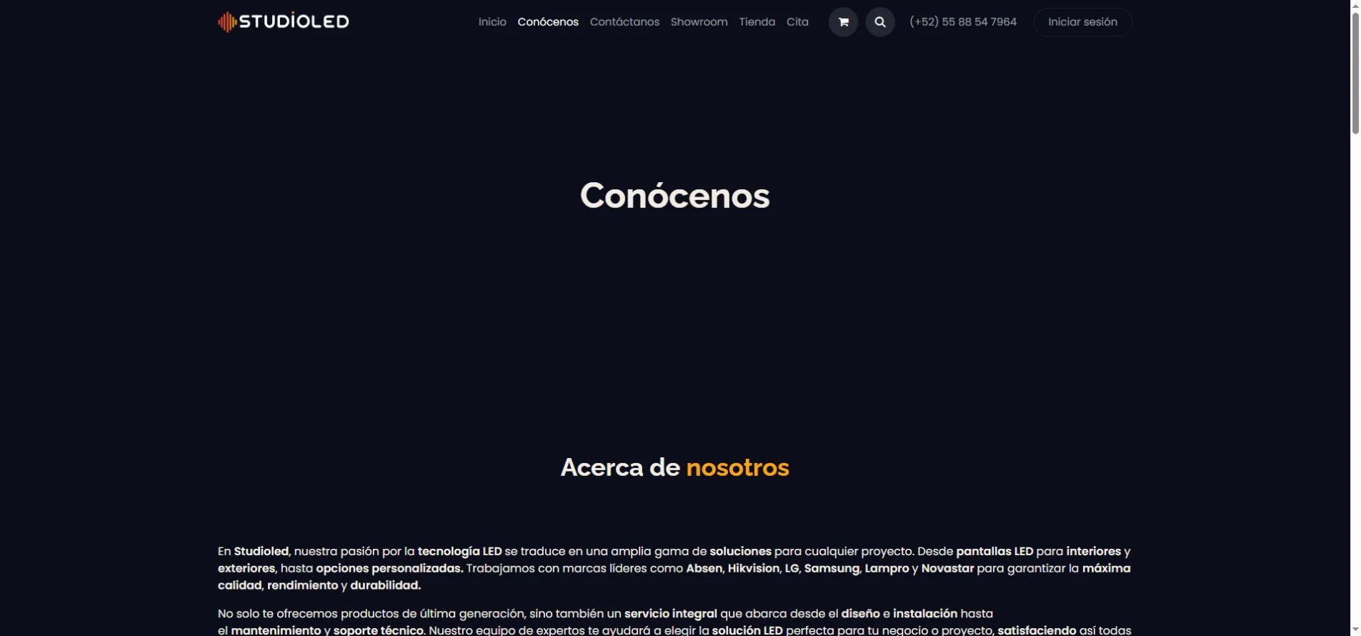 Studioled official company page describing LED technology supply in Mexico