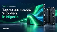 Top 10 LED screen suppliers in Nigeria 2026 buyer guide cover with modular LED cabinet concept illustration